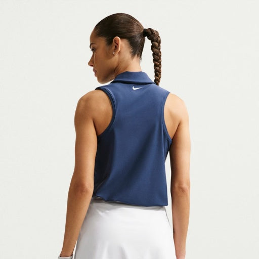 Nike Victory Dri-FIT Sleeveless Golf Polo - Womens - Midnight Navy/White