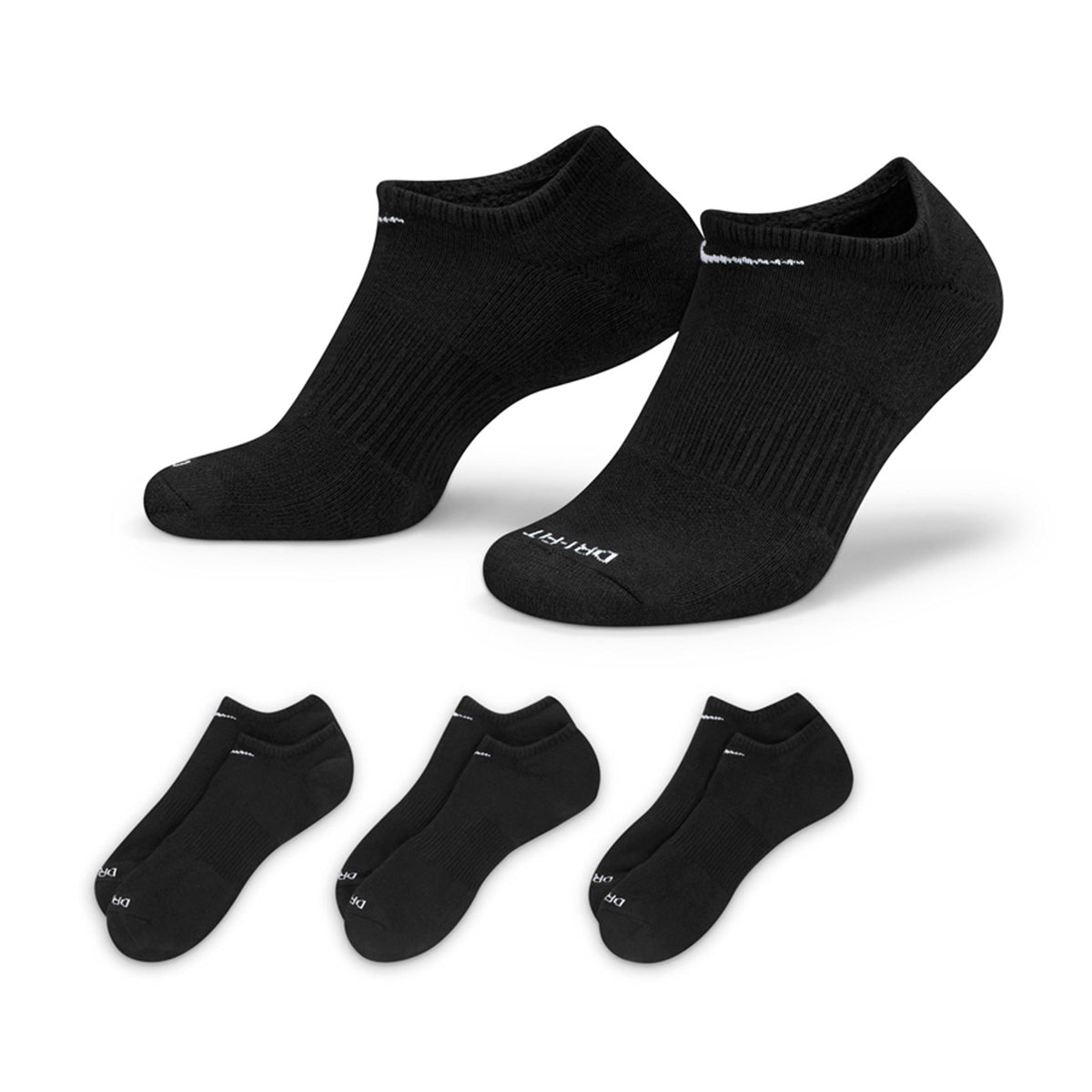 Nike Everyday Plus Cushion Training No-Show Socks (3 Pairs) - Black/White