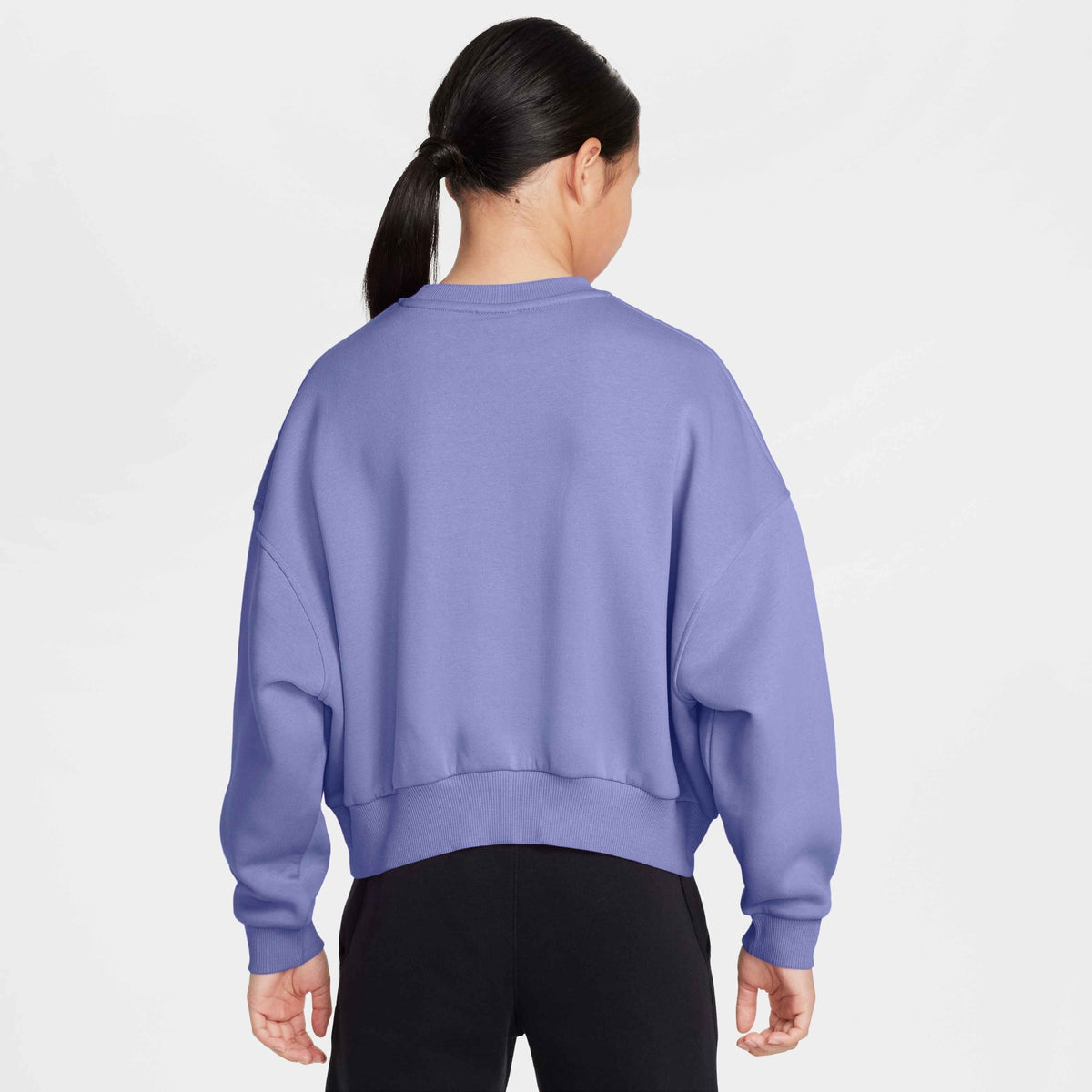 Nike Sportswear Club Fleece Girls' Boxy Crew-Neck Sweatshirt - Light Thistle / White