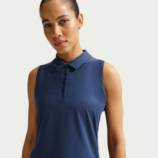 Nike Victory Dri-FIT Sleeveless Golf Polo - Womens - Midnight Navy/White