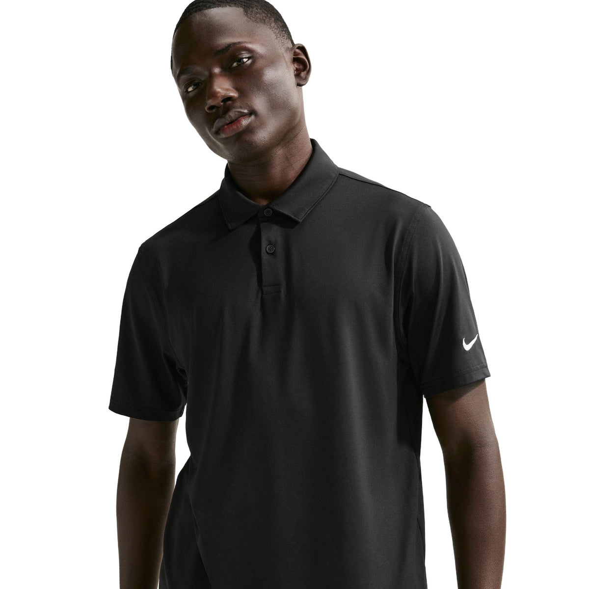 Nike Velocity Men's Dri-FIT Sleeve Logo Golf Polo - Black / White