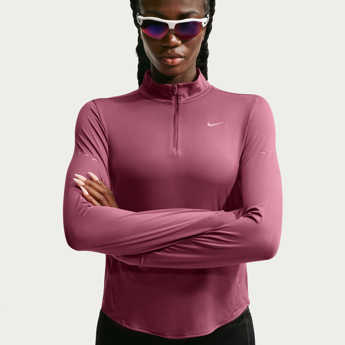 Nike Swift Women's Dri-FIT UV 1/4-Zip Running Top - Pink Smoke
