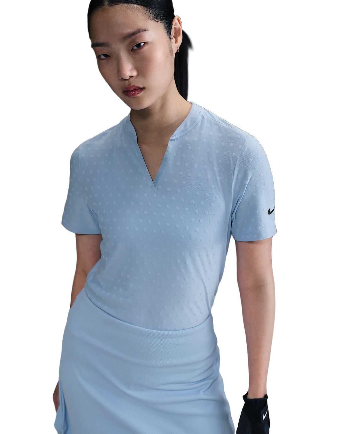 Nike Tour Women's Dri-FIT Short-Sleeve Blade Jacquard Golf Polo - Psychic Blue / Black